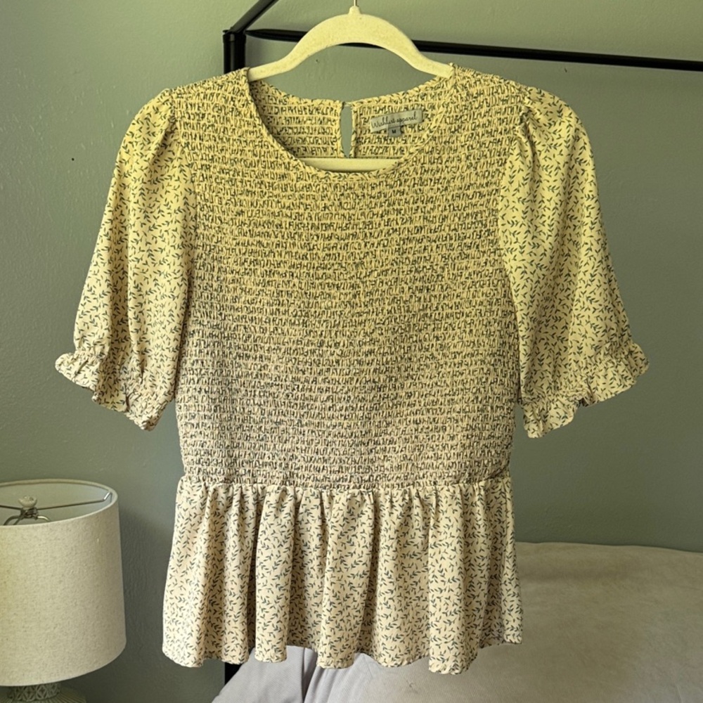 Elegant Cream and Black Floral Blouse